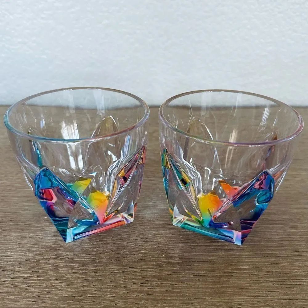Prismatic Rainbow Drinking Glasses Cups Set